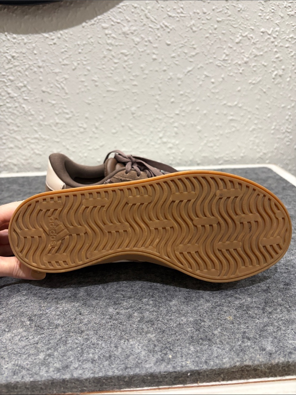 adidas Brown Suede Sneakers with White Stripes - Picture 2 of 3